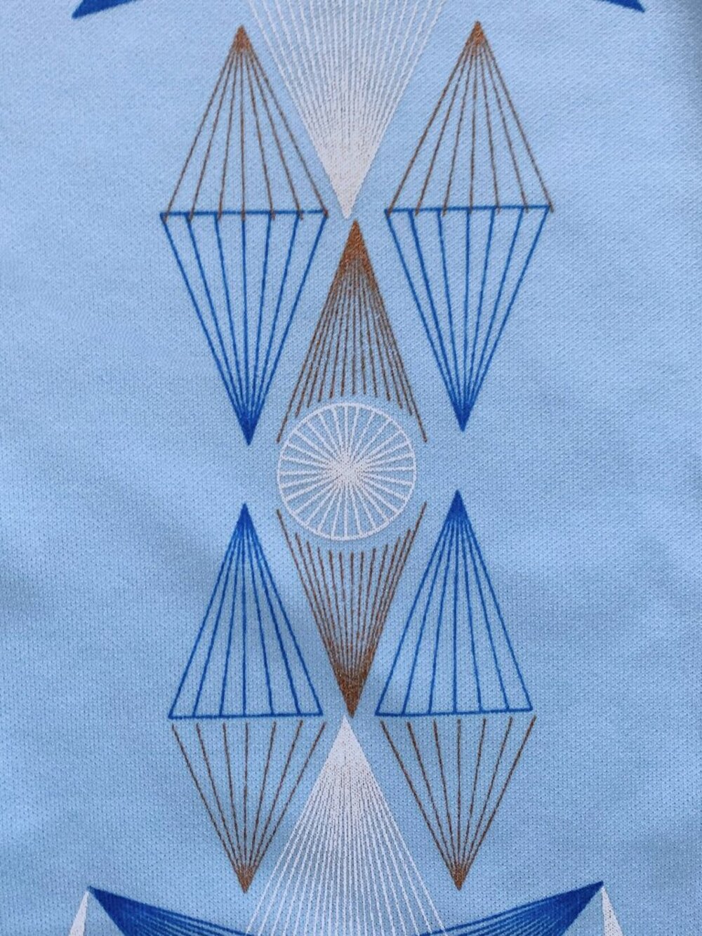 1970 Abstract Retro Bowling Geo Art Printed Poly Knit Panama Shirt *Unisex (38) - Picture 7 of 10